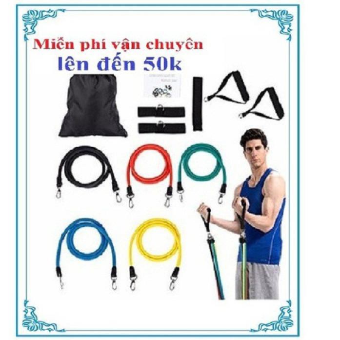 [XẢ KHO+FREE SHIP]  Bộ 5 dây tập thể dục đàn hồi MDBuddy, dây tập ngũ sắc