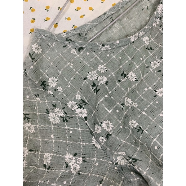 Đầm babydoll hoa nhí xám tiểu thư