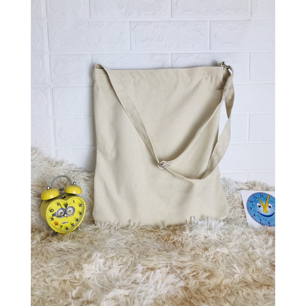 Túi Tote Đeo Chéo, Đeo Vai Chất Liệu Vải CanVas Có Khóa Kéo