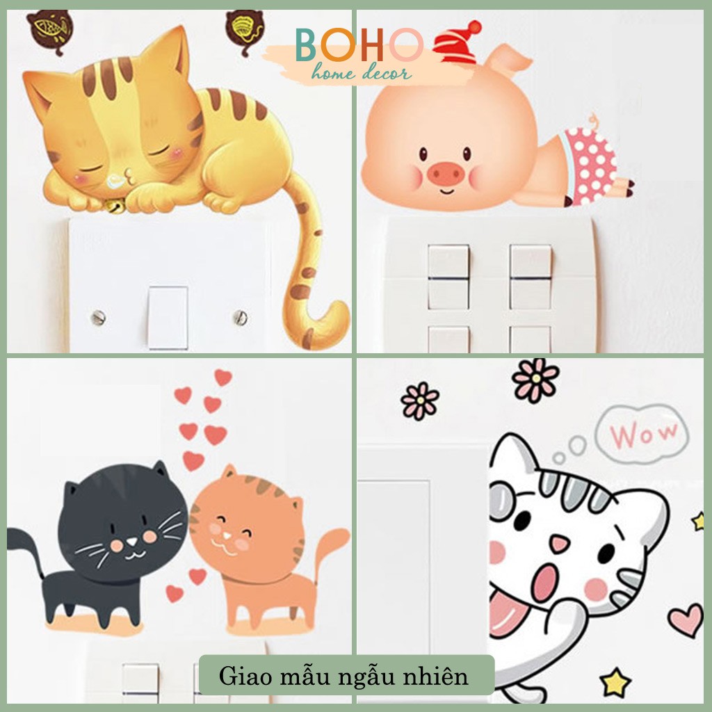 Decal dán tường trang trí ổ điện giao mẫu ngẫu nhiên, 1 hình kích thước 11x13 cm