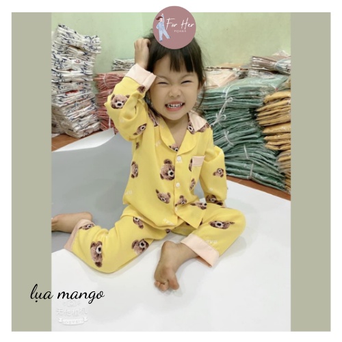 [Set Bé] Bộ Pizama Đôi Mẹ và Bé Mẫu Mới Nhất 2021 Pijama Trẻ Em Lụa Mango Dài Tay Cao Cấp Nhiều Màu Đủ Size 12-32kg