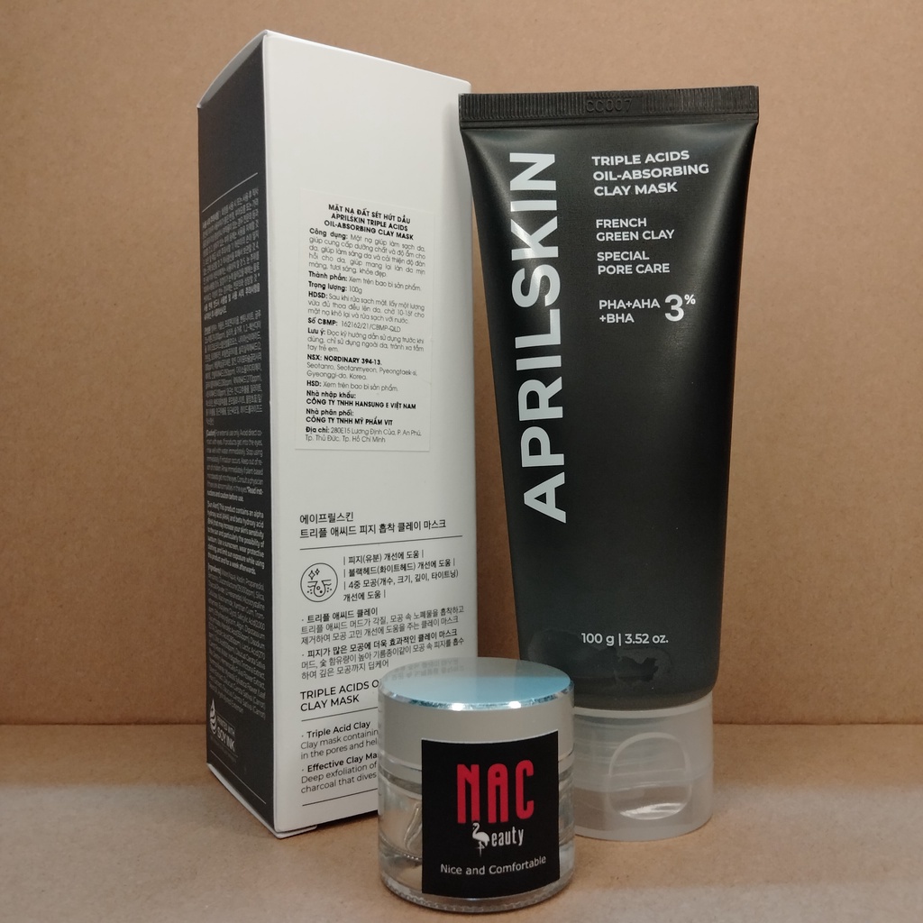Mặt Nạ Đất Sét Hút Dầu Thu Nhỏ Lỗ Chân Lông APRILSKIN Triple Acids Oil-Absorbing Clay Mask 100g