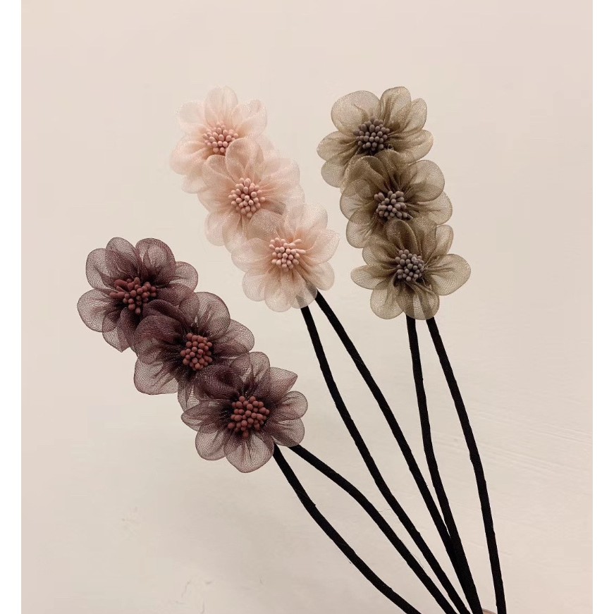 Dây tạo kiểu tóc dễ thương mẫu mới 3 bông hoa voan Vintage MS07