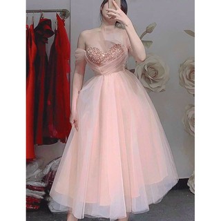 Đầm dự tiệc maxi xoè phối kim sa [Ảnh thật]