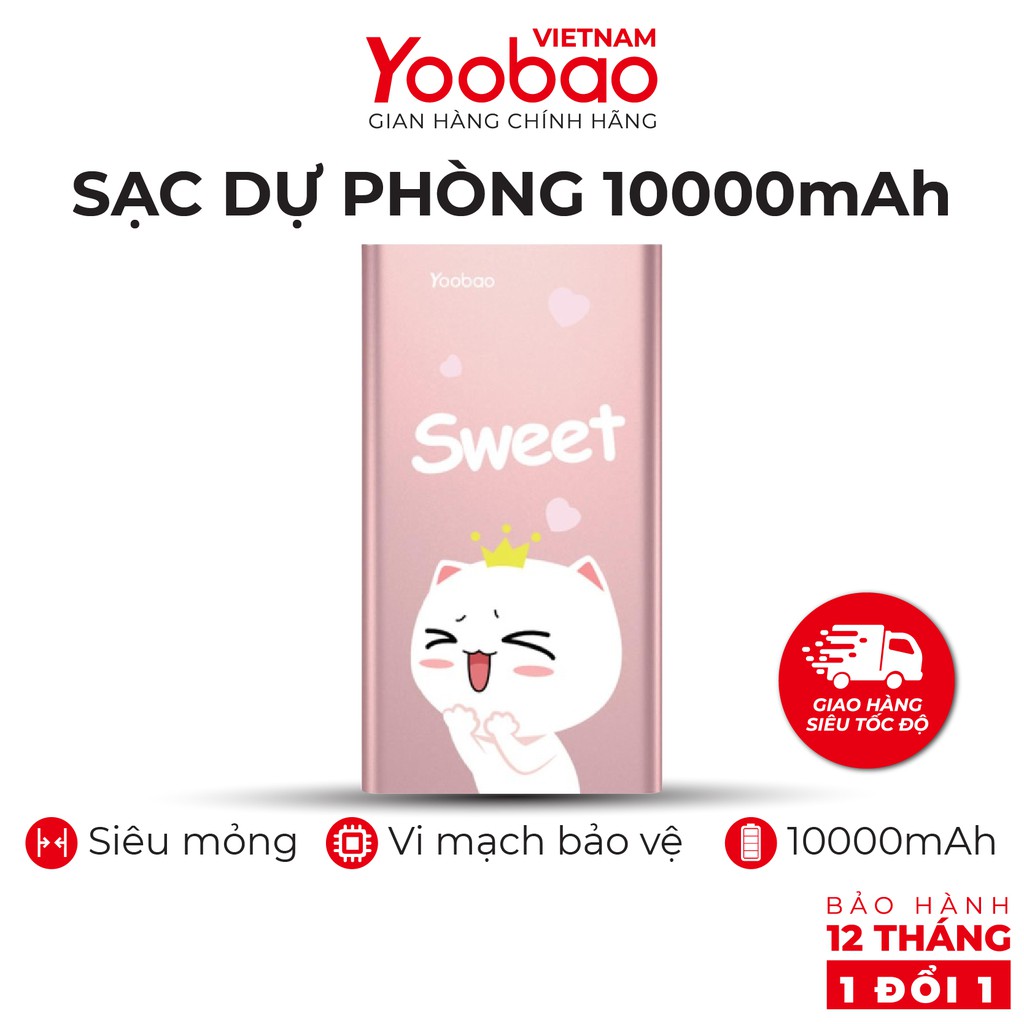 Sạc dự phòng Yoobao Polymer Slim 10000mAh A1 - Hàng chính hãng