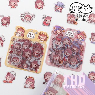 Sticker Cute 💖 Túi 40 Hình Dán Sổ Telado - Cute Girl Miếng Dán Trang Trí Sổ Planner Bullet Journal Hàn Quốc