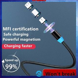 [CÁP SẠC NHANH 2.2A micro-type C] Cáp sạc từ hút nam châm đầu micro usb, type C và iPhone 360 độ dây dù có led