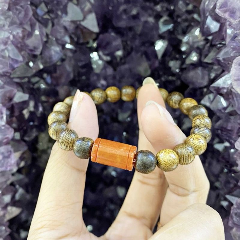 Vòng Tay Trầm Tốc 8ly Mix  Lu Thống ĐáHuyết-Ngọc Màu Đỏ - N83 | BigBuy360 - bigbuy360.vn