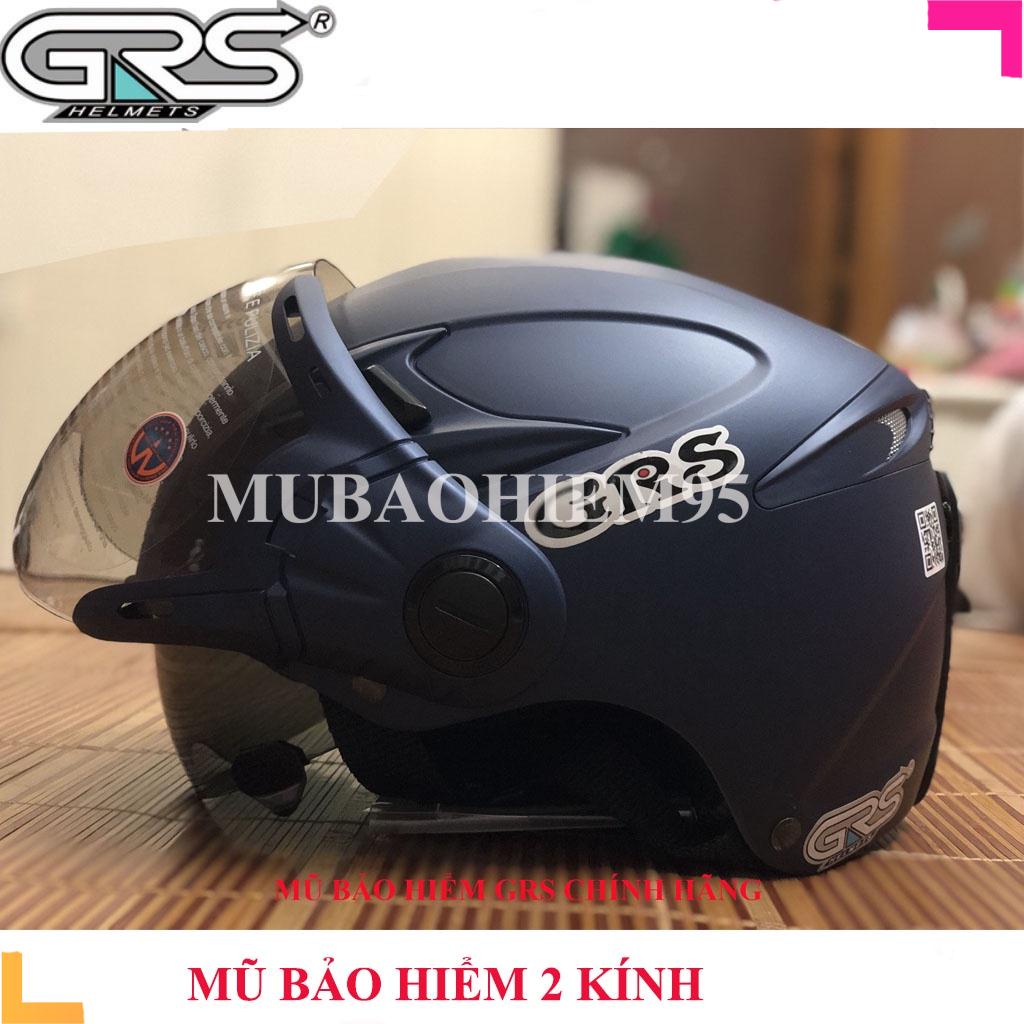 ♥️ Shop Uy Tín ♥️ Mũ bảo hiểm nửa đầu 2 kính GRS tháo lót, 1 kính âm gạt lên được