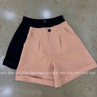 Quần short ngắn ống rộng lưng cao gập lai - Hadi