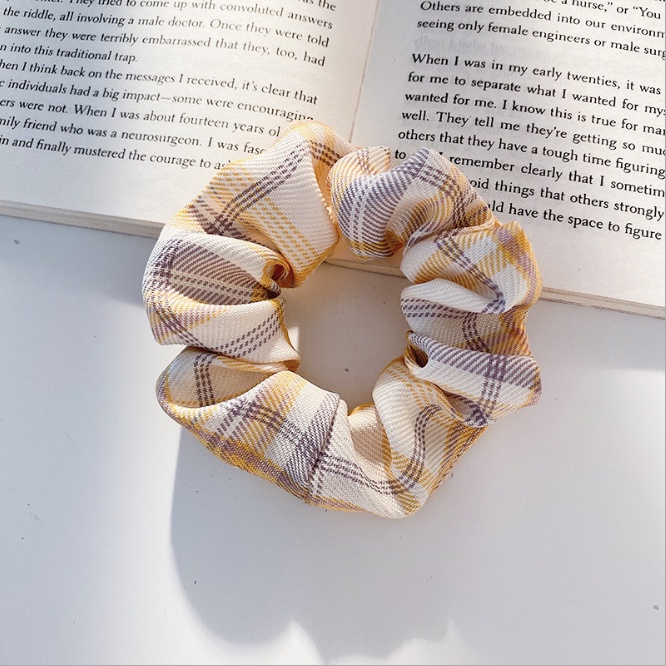 Dây buộc tóc, cột tóc scrunchies caro cam