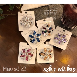 Cột tóc nhung - Buộc tóc vải nhung đính pha lê xi trắng hình hoa cánh nhọn