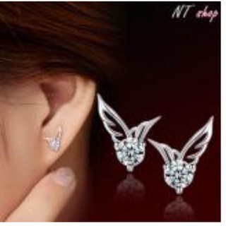 Bông Tai  Bạc S925  Đôi Cánh Thiên Thần Đá Zircon Sang Trọng Lấp Lánh BTBACANGELWING01
