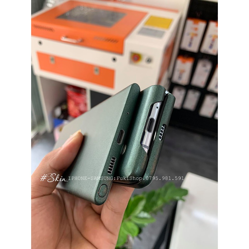 Tấm Dán Skin FULL Viền Matte Green Metallic Note8 Note9 Note10 Note10+ Note10Lite ZFlip S20 S20Ultra S20+ S10 A
