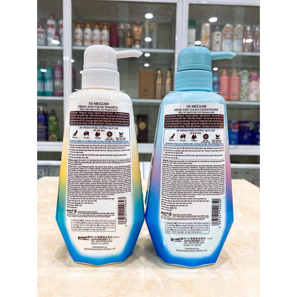 Dầu Gội - Dầu Xả 50 Dưỡng Chất Megumi Nhật Bản 400ml