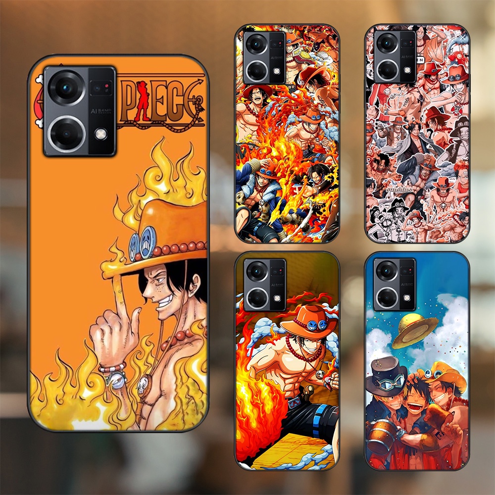 Ốp lưng Oppo Reno 8 4G viền đen in hình Ace One Piece