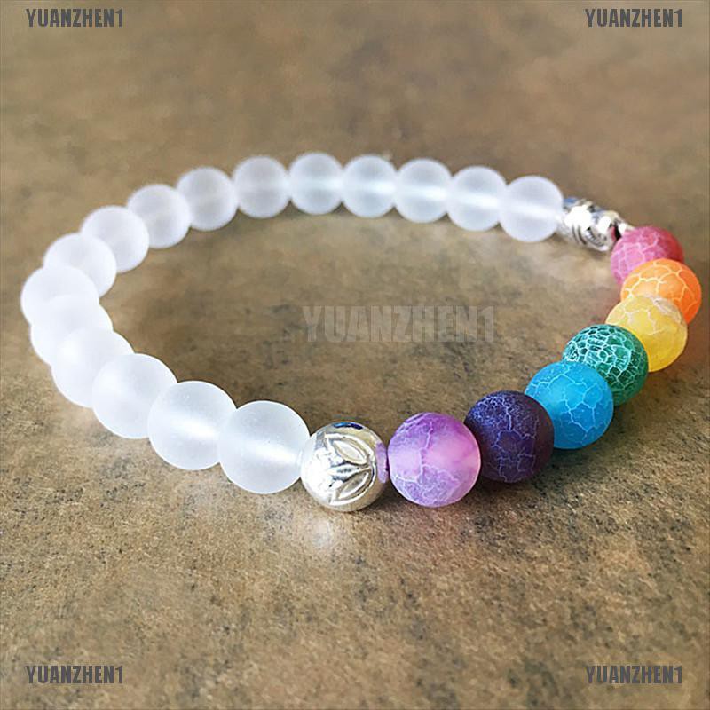 Vòng đeo tay xâu hạt 7 màu gắn trang trí mặt hình voi phong cách cổ điển