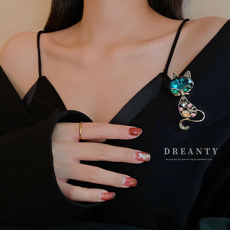 Ghim Cài Áo Hình Mèo Kitty Hoạt Hình Phong Cách Mori Hàn Quốc Ngọt Ngào Cho Nữ