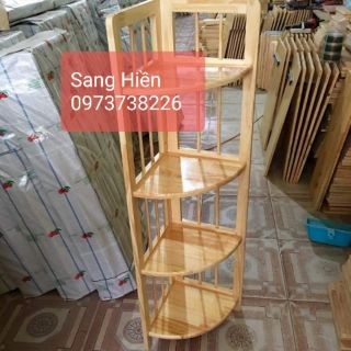 Kệ góc 4 tầng làm bằng gỗ tự nhiên