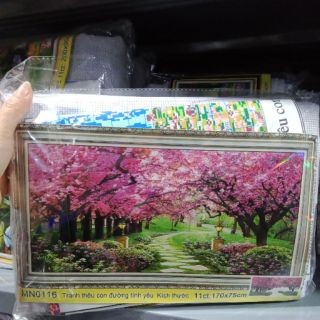 Tranh thêu 3D Con Đường tình yêu rừng Cây tím mn0116(170*75) mn0115(130*65) mn0114 (100*50)