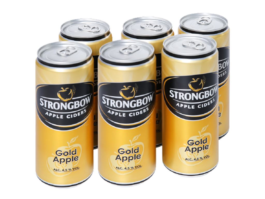 Thùng 24 lon nước táo lên men Strongbow Vị Táo Nguyên bản 330ml/lon / Lốc 6 lon nước táo lên men Strongbow Táo 330ml