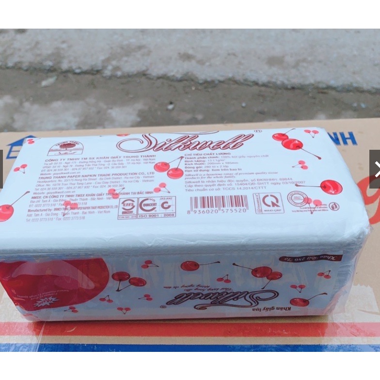 Khăn giấy rút silkwell 280 tờ Cherry đỏ