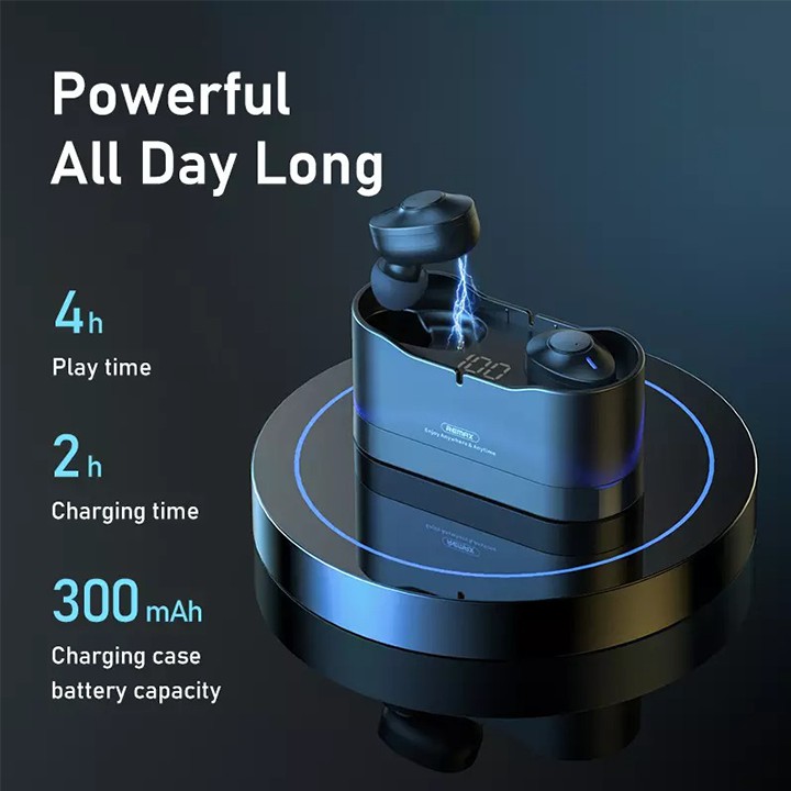 Tai Nghe Bluetooth Truewireless Remax TWS-22 tích hợp màn hình LED hiển thị pin