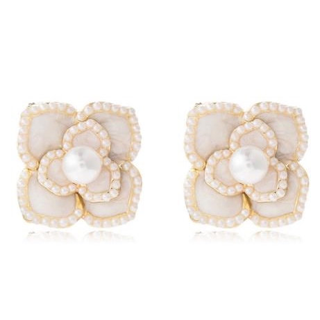 Khuyên Tai Hình Hoa Trà Đính Ngọc Trai Sang Trọng Thanh Lịch