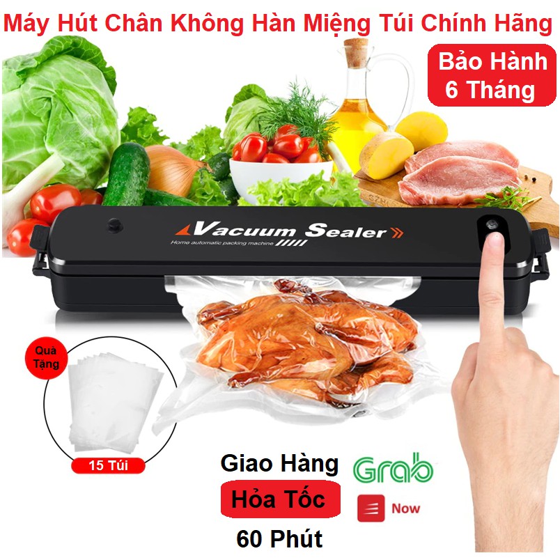 Máy hút chân không thực phẩm Vacuum Sealer dùng cho gia đình- Tặng 10 túi hút chân không rộng 20cm dài 25cm