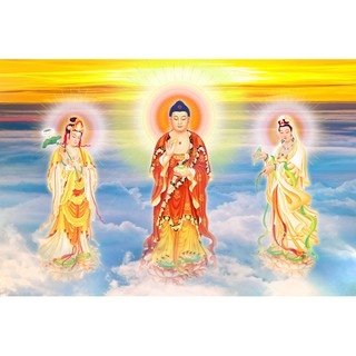 Tranh gắn đá toàn bộ  tự làm - Tranh Tam Thế Phật
