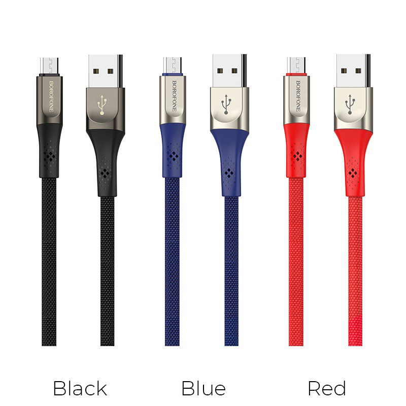 Cáp Sạc MICRO USB Borofone BU7 Dài 1.2M Dây Dù Cho Android - BH 12 Tháng 1 đổi 1 (MÀU SẮC NGẪU NHIÊN) - Hưng Long PC