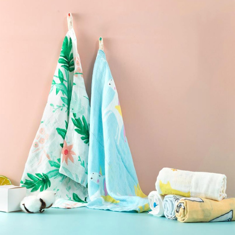 Set 3 Khăn Lau Mặt Bằng Cotton Muslin Hình Vuông In Họa Tiết Đa Dạng Cho Bé Sơ Sinh
