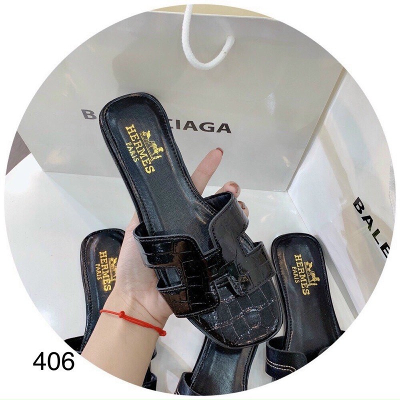 Dép lê hm da rắn bóng mã 406