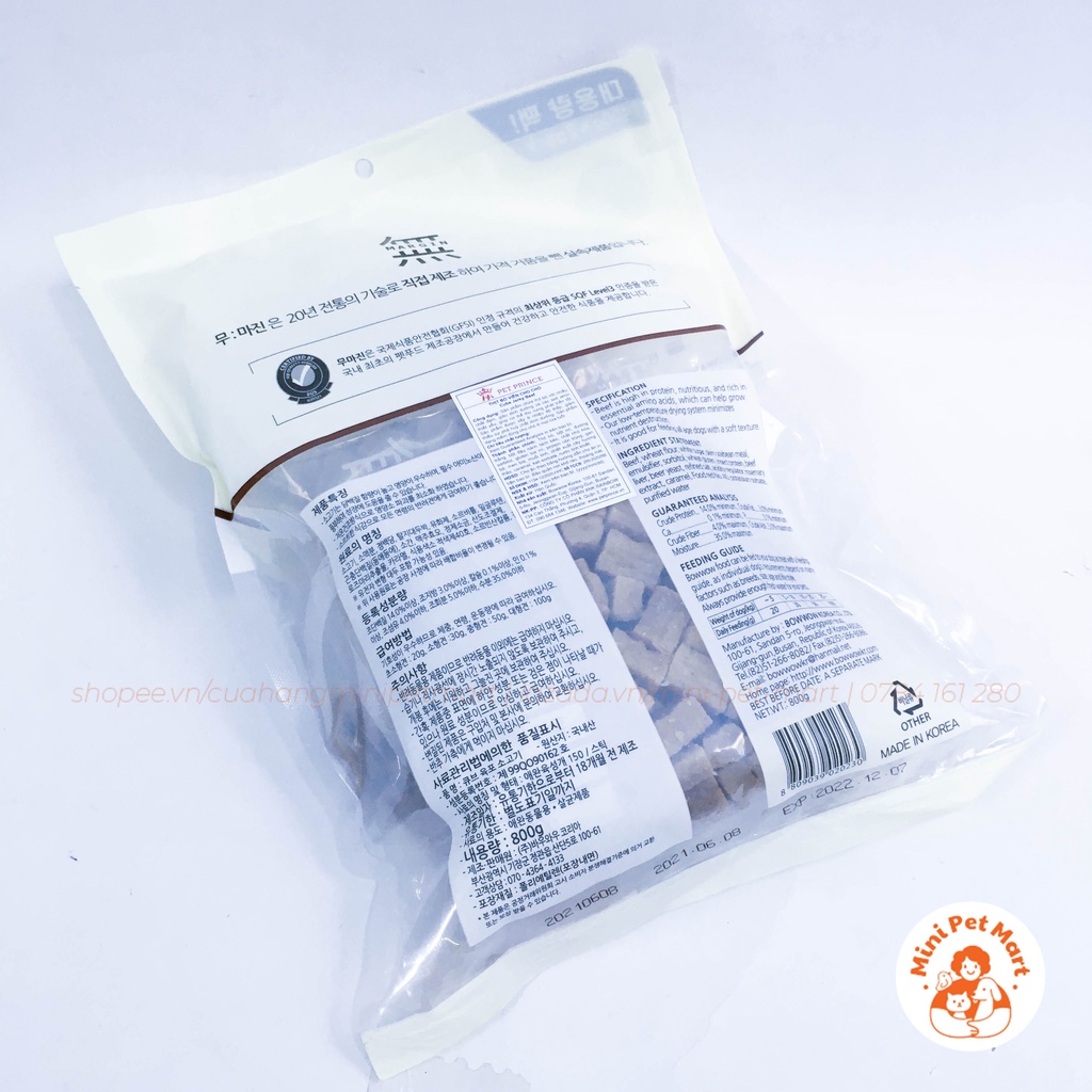 Thịt bò viên cho chó BOWWOW 800g - snack, bánh thưởng cho chó