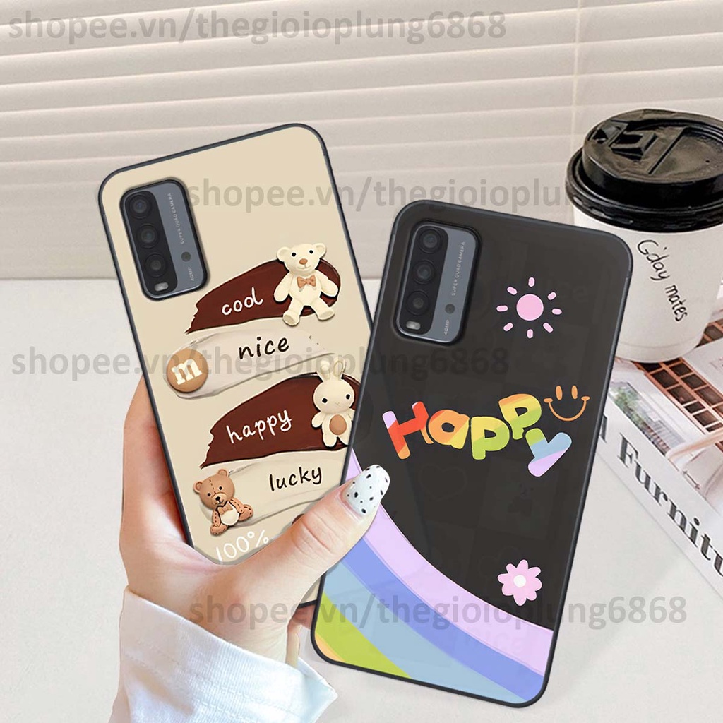 Ốp Xiaomi Redmi 9T in hình cầu vồng happy smile thỏ cute siêu xinh siêu đáng yêu