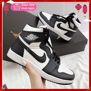 Giày thể thao jordan 1 cao cổ đen trắng, giày sneaker jordan panda nam nữ hot trend full box bill
