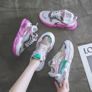 [FREE SHIP 99K] Giày thể thao nữ Ulzzang màu Hologram/ Giày nữ thể thao lưới phản quang mã 8602 mẫu mới đế 4cm