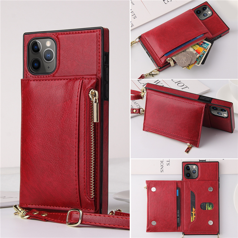 Leather Case Samsung S20FE S10E S20 S10 S9 Plus Ultra Note 20 9 10 Pro A90 Fashion Back Flip Cover Casing Backpack Bag Lanyard Zipper Single Shell