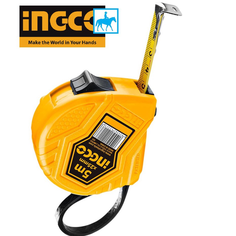 INGCO Thước Cuộn 5 Mét Thép Nền Vàng 5m x 25mm HSMT0835