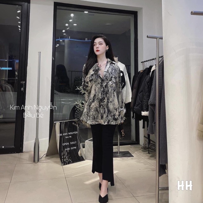 [Mã FAMARAL1 giảm 10K đơn 50K] ÁO SƠ MI LOANG MÀU GHI ĐÁ CHO NỮ