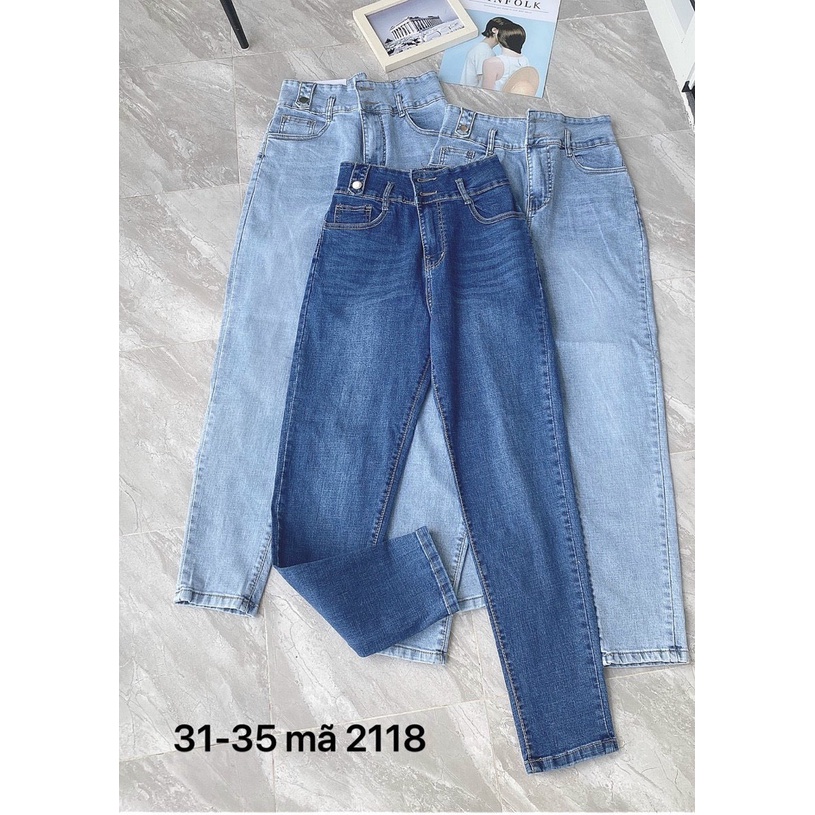 Quần jean nữ lưng cao siêu co giãn kiểu quần có 2 nút size 40kg đến 80kg hàng VNXK thời trang bigsize 2KJean MS2118