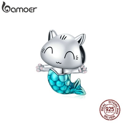 Mặt trang sức BAMOER bằng bạc 925 100% họa tiết tiên cá xinh xắn