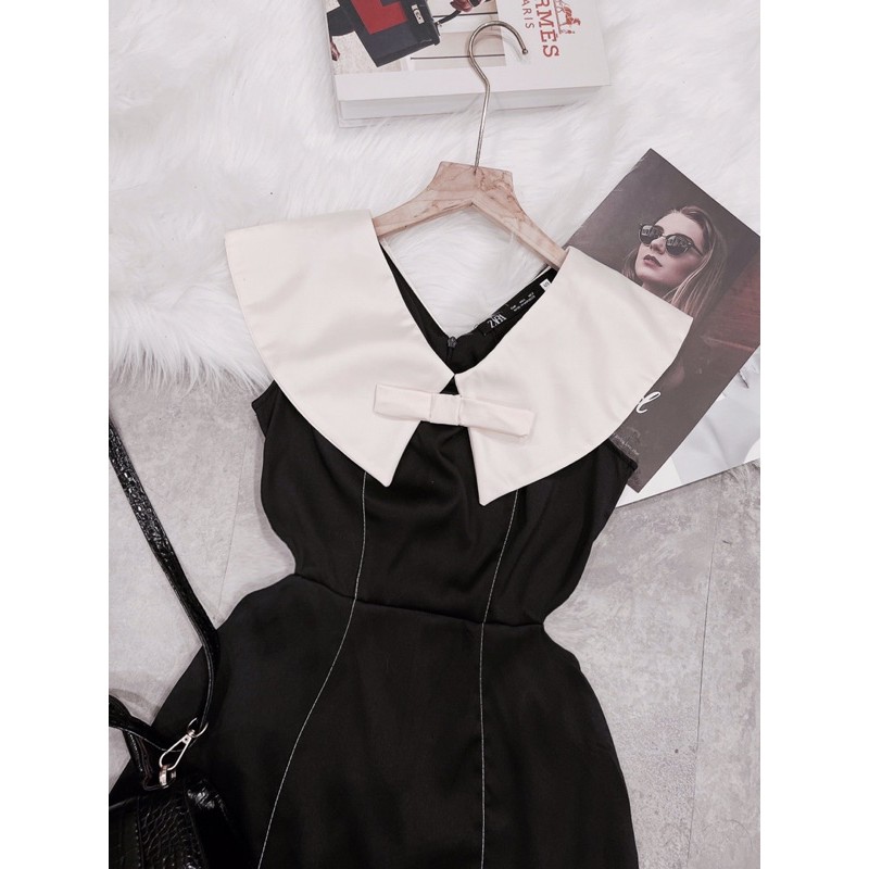 [Mã SKAMA06 giảm 8% tối đa 50K đơn 250K] Váy phối cổ nơ chạy chỉ | BigBuy360 - bigbuy360.vn