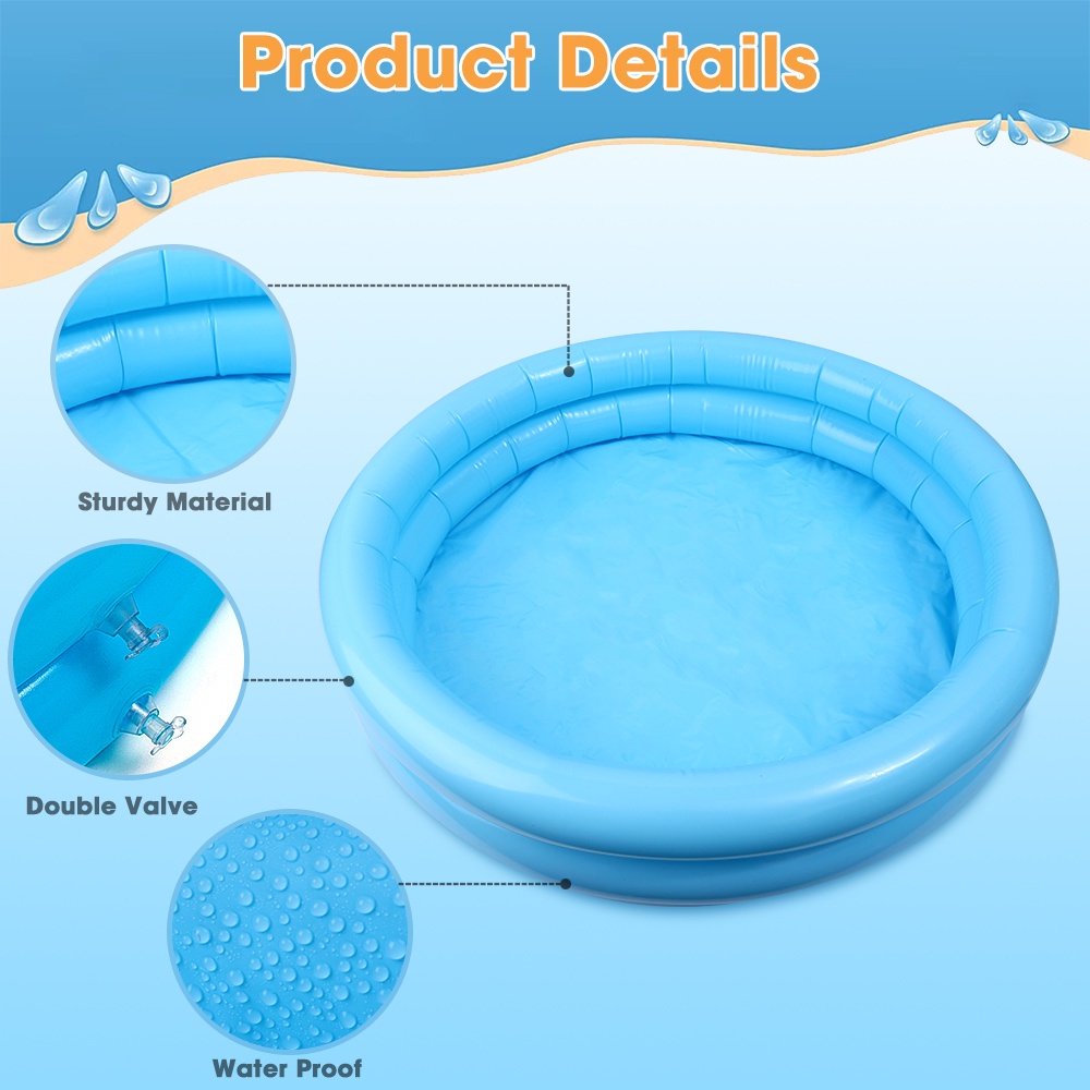 Bể bơi Bơm Hơi Hai Lớp Hình Tròn Bằng PVC Tái Sử Dụng Được