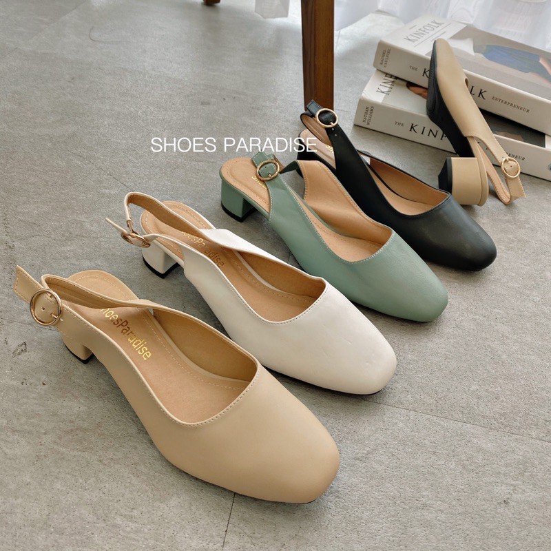 Giày Cao Gót Mũi Vuông Bít Mũi Đế Vuông Cao 3F Shoes Paradise BBMVKT