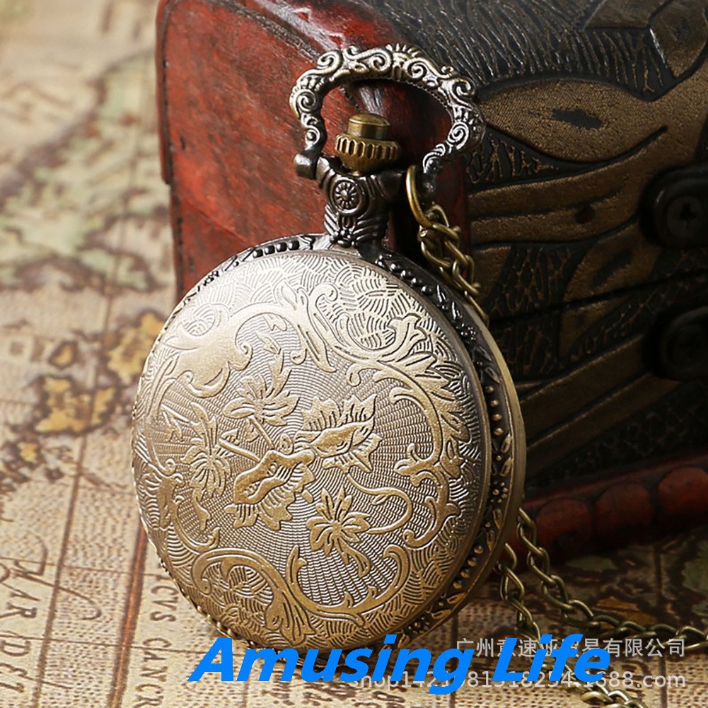 Quartz Pocket Watch Nhà Máy Cung Cấp Trực Tiếp Màu Xanh Lá Cây Lật World Of Warcraft Chủ Đề Kèm Vòng Cổ Tỳ Hưu Thạch Anh