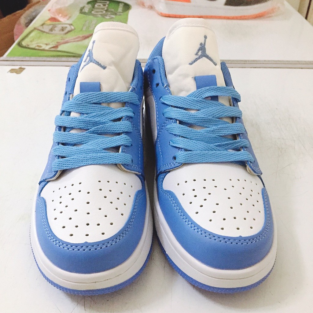 [Size 40 đến 44] Giày Force xanh trắng thấp cổ, giày Air Jordan 1 Low 'UNC Blue'