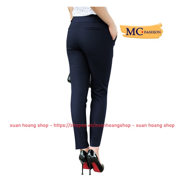 Quần Tây Nữ Công Sở Mc Fashion, Ống Côn, Lưng Cao, Dáng Âu, Màu Đen Q0248-Xanh Tím Than