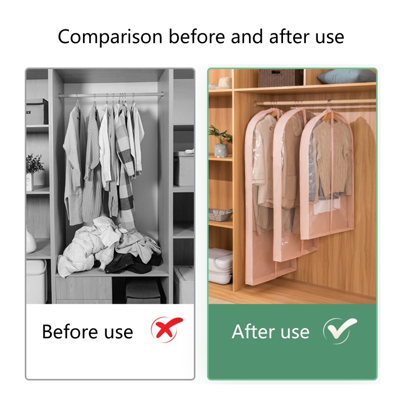 Túi Đựng Quần Áo Chống Bụi Có Khóa Kéo Màu Trong Suốt Tiện Dụng