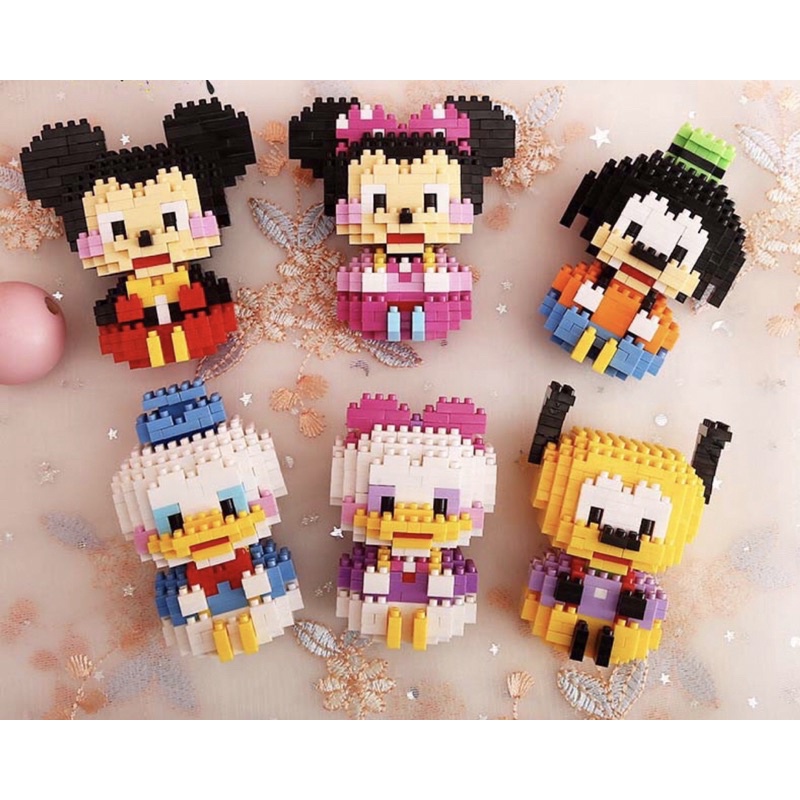 Xếp hình le.go nano 3D động vật hoạt hình vịt donal mickey pooh thỏ hổ cho bé